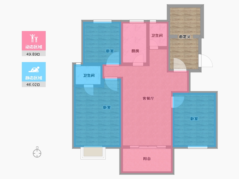 河南省-鹤壁市-银基王府-96.00-户型库-动静分区