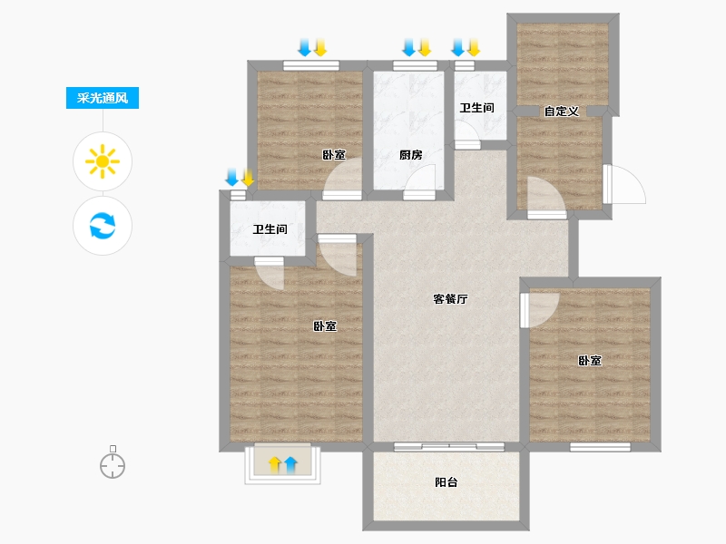 河南省-鹤壁市-银基王府-96.00-户型库-采光通风