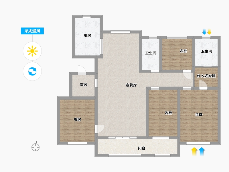 山东省-潍坊市-华夏天元-126.40-户型库-采光通风