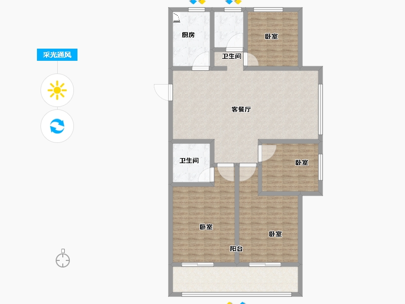 山东省-菏泽市-菏泽佳和广场-131.00-户型库-采光通风