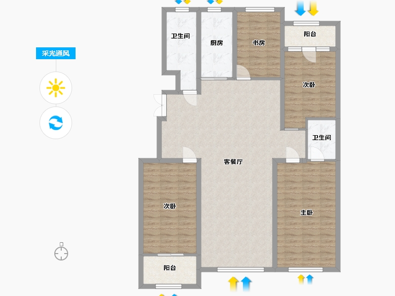 山东省-潍坊市-华安凤凰嘉苑-128.00-户型库-采光通风