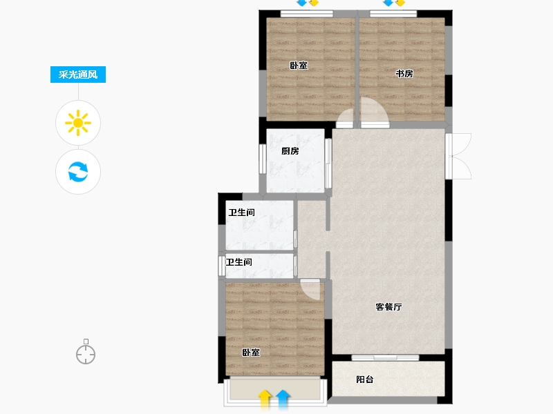 河南省-焦作市-亿祥亲亲里-88.55-户型库-采光通风