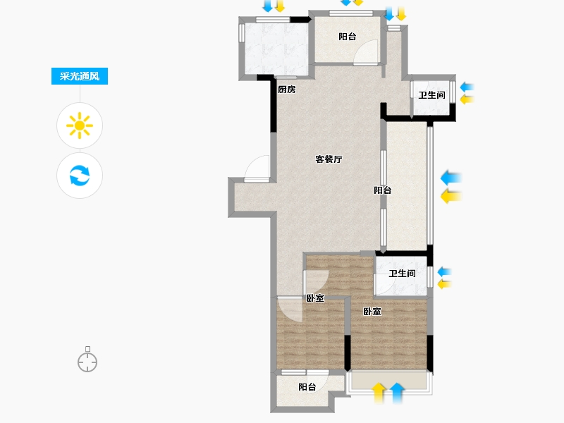 浙江省-绍兴市-金地湖城大境-101.00-户型库-采光通风