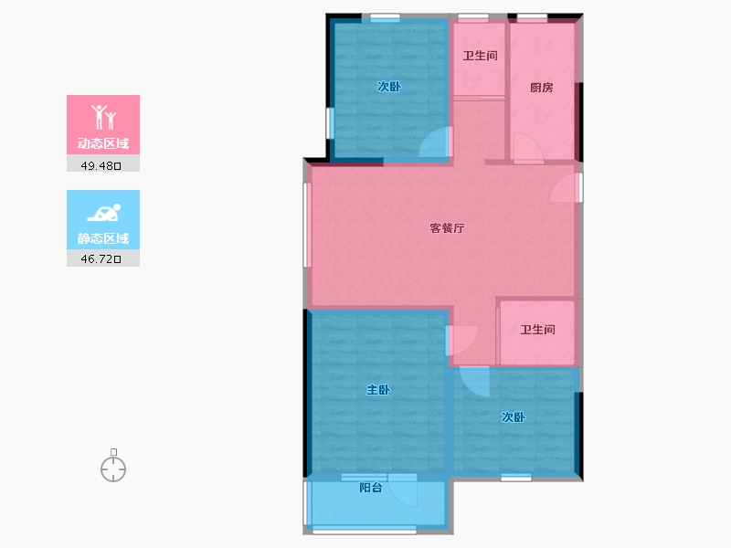 山东省-青岛市-禧竹雅园-86.20-户型库-动静分区