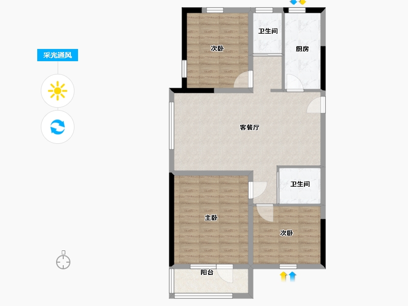 山东省-青岛市-禧竹雅园-86.20-户型库-采光通风