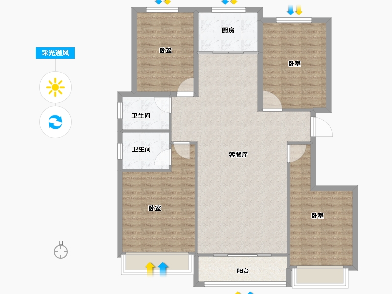 河南省-安阳市-丛台金悦湾-114.00-户型库-采光通风