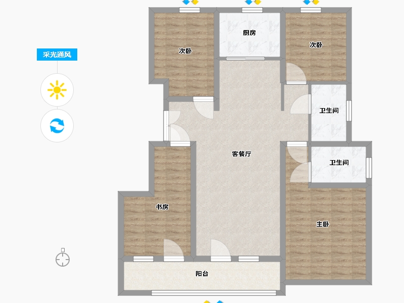 山东省-青岛市-灵山湾壹号-114.01-户型库-采光通风