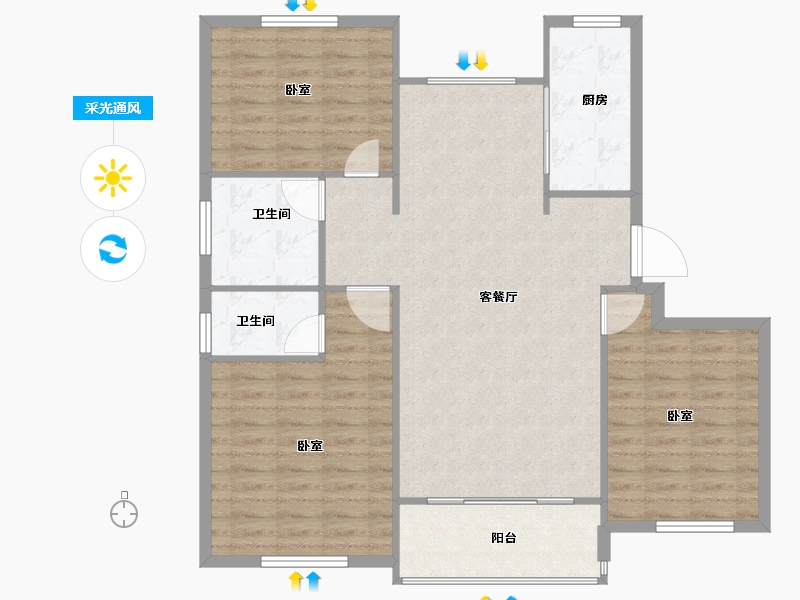 河南省-安阳市-祥和苑-105.00-户型库-采光通风