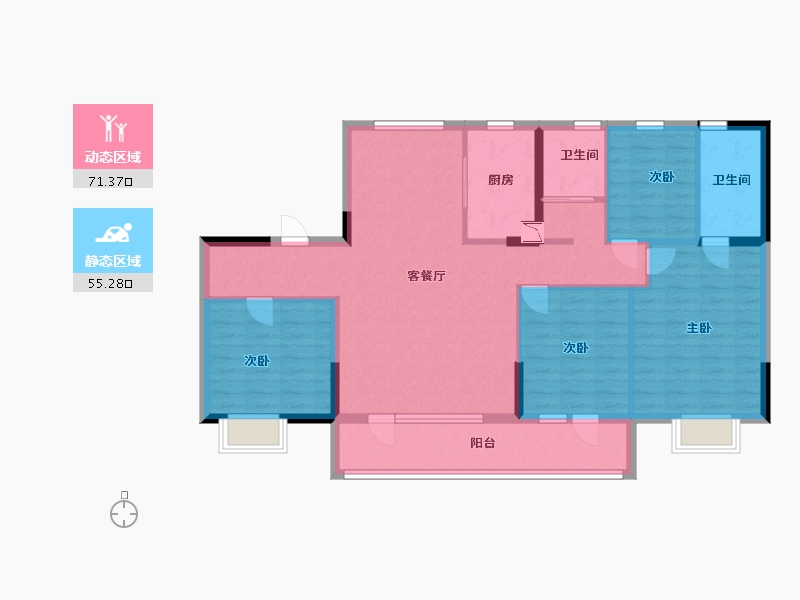 山东省-青岛市-碧桂园翡翠城-114.00-户型库-动静分区