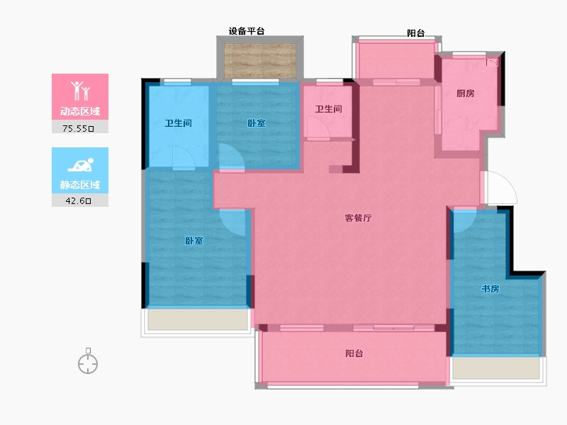 安徽省-合肥市-新华龙府-108.18-户型库-动静分区