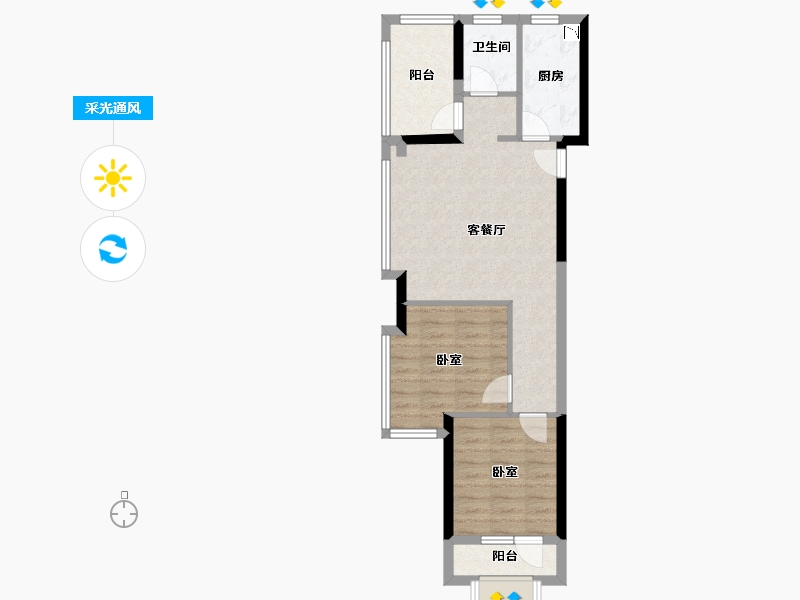 山东省-烟台市-中海知孚里-60.00-户型库-采光通风