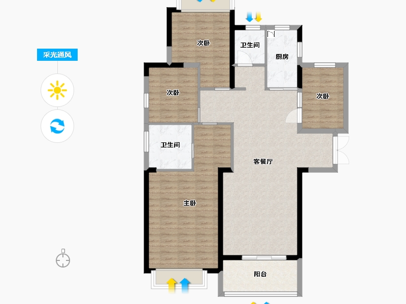 江西省-宜春市-金马御龙府-113.60-户型库-采光通风