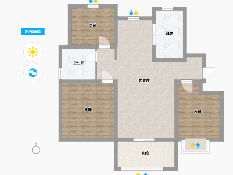 山东省-青岛市-海信文墨里-88.00-户型库-采光通风