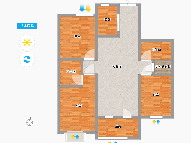 山东省-青岛市-七色堇-93.01-户型库-采光通风