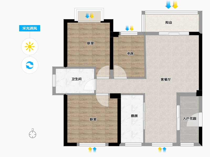 福建省-泉州市-蓝溪缔景-84.00-户型库-采光通风