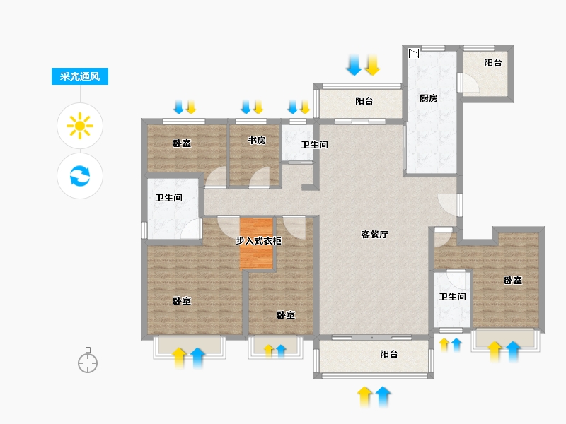 河南省-郑州市-碧桂园中央公园-160.00-户型库-采光通风