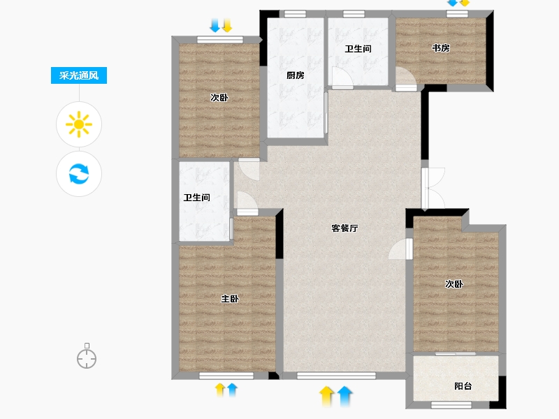 山东省-潍坊市-华安凤凰嘉苑-115.36-户型库-采光通风