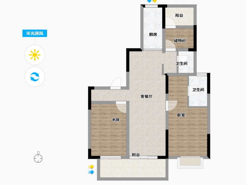 安徽省-合肥市-高速时代御府-99.01-户型库-采光通风