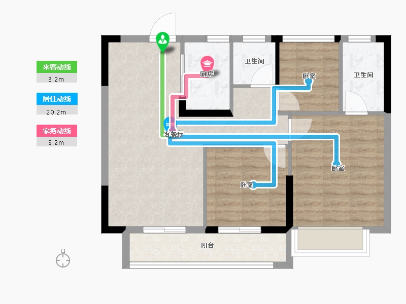 浙江省-嘉兴市-雁飞南苑-70.00-户型库-动静线