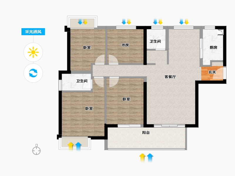 福建省-漳州市-格林兰锦-102.35-户型库-采光通风