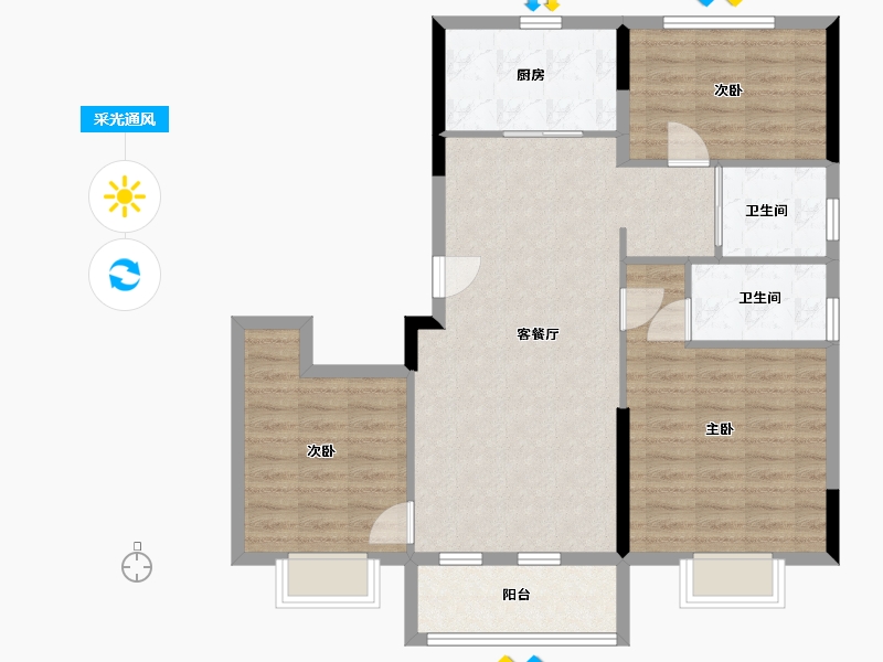 山东省-青岛市-碧桂园翡翠城-94.00-户型库-采光通风