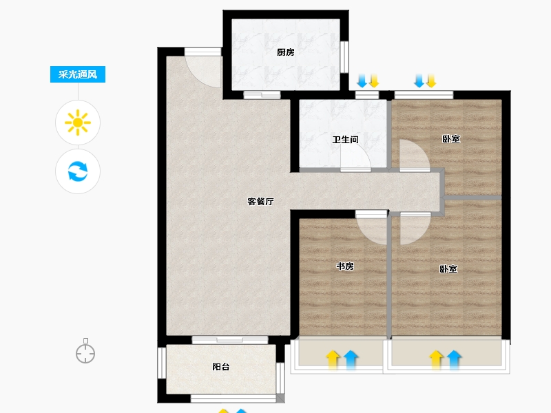 河南省-郑州市-郑北孔雀城-78.00-户型库-采光通风