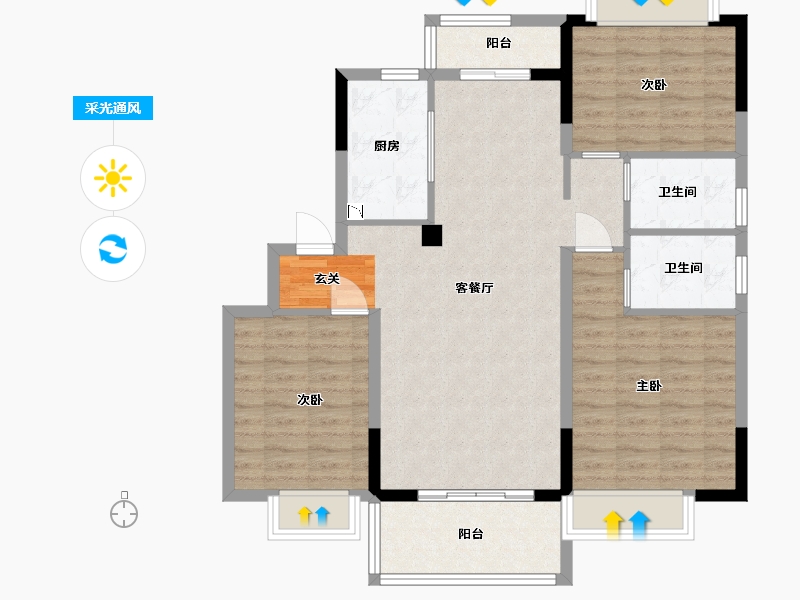 江西省-吉安市-碧桂园公园里-96.00-户型库-采光通风