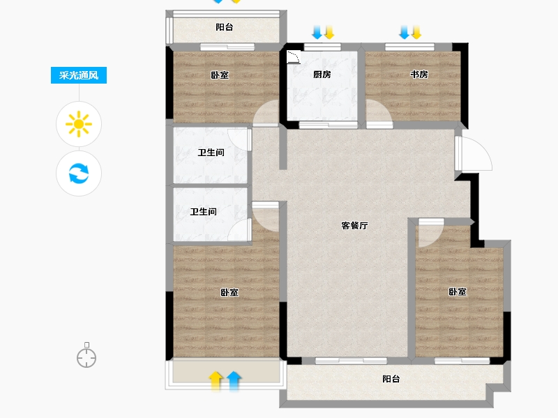 安徽省-合肥市-金科庐州樾-110.00-户型库-采光通风