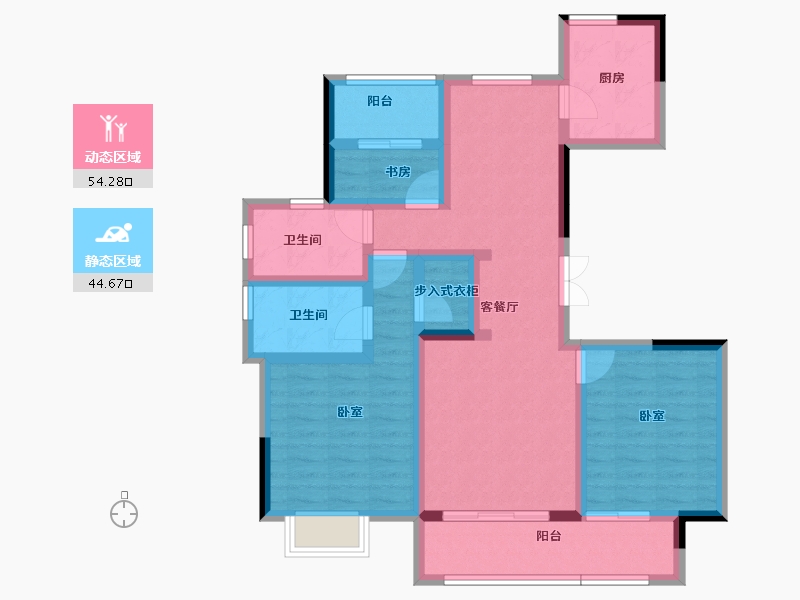 浙江省-绍兴市-大家映江南-86.29-户型库-动静分区