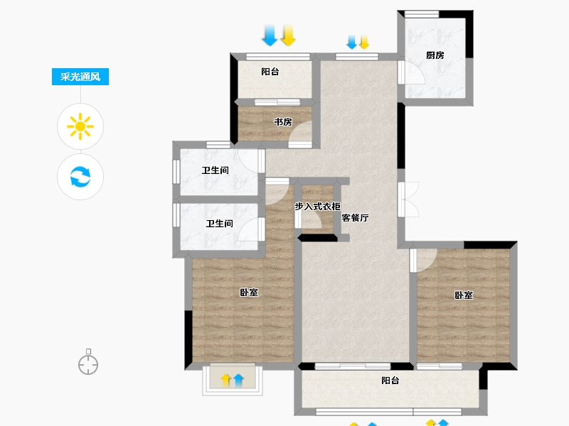 浙江省-绍兴市-大家映江南-86.29-户型库-采光通风