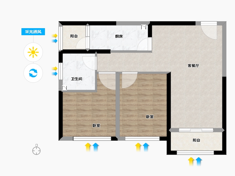 河南省-郑州市-玲珑郡-69.22-户型库-采光通风