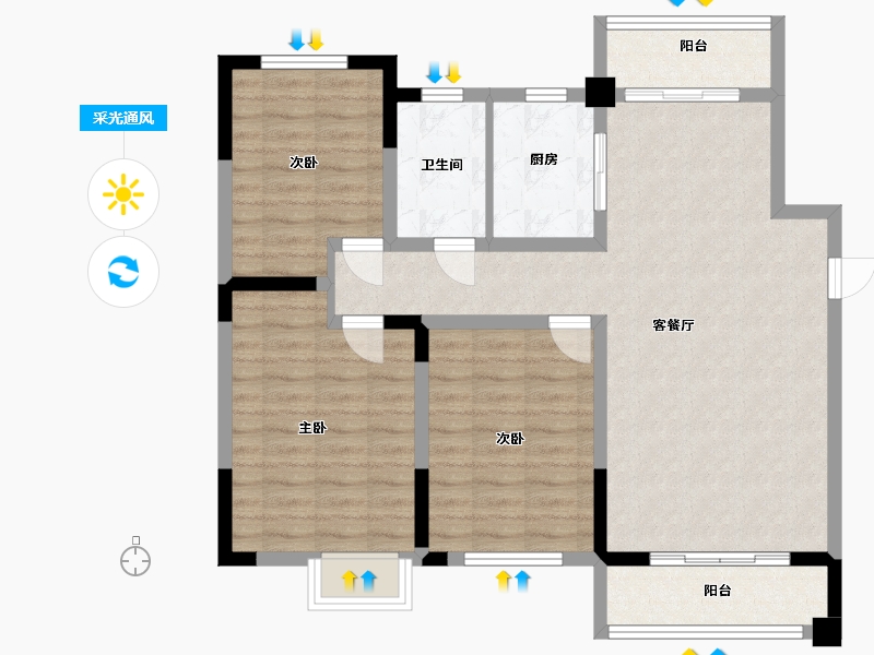 江西省-宜春市-北湖豪苑2期-96.00-户型库-采光通风