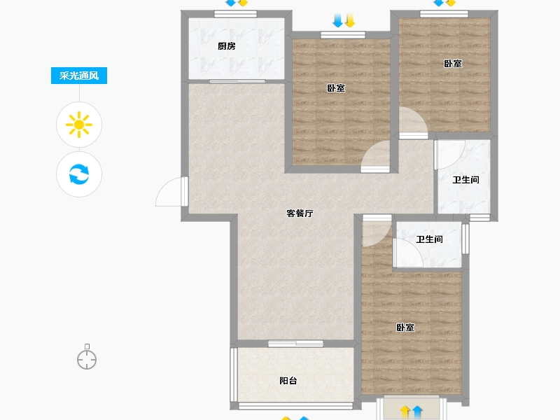 河南省-安阳市-天和人家-106.00-户型库-采光通风