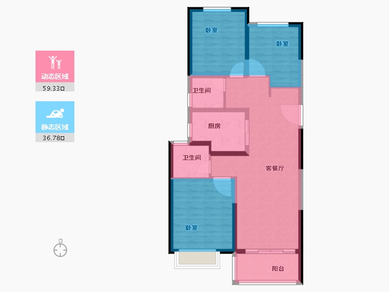 河南省-郑州市-融侨悦城-86.00-户型库-动静分区