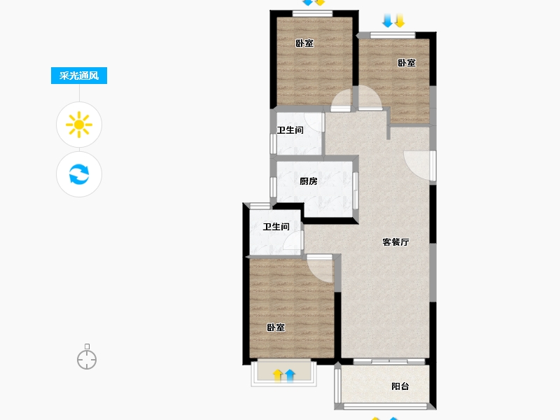 河南省-郑州市-融侨悦城-86.00-户型库-采光通风