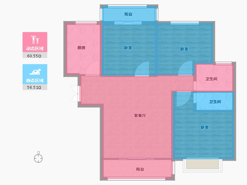 河南省-安阳市-汤阴源恒现代城-106.06-户型库-动静分区