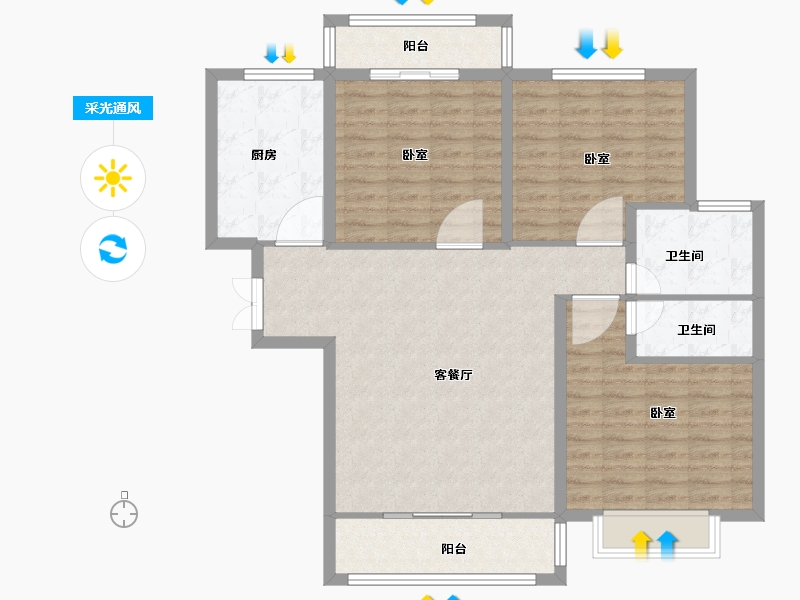 河南省-安阳市-汤阴源恒现代城-106.06-户型库-采光通风