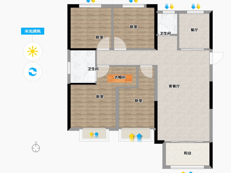 河南省-郑州市-阳光城丽景湾-106.00-户型库-采光通风