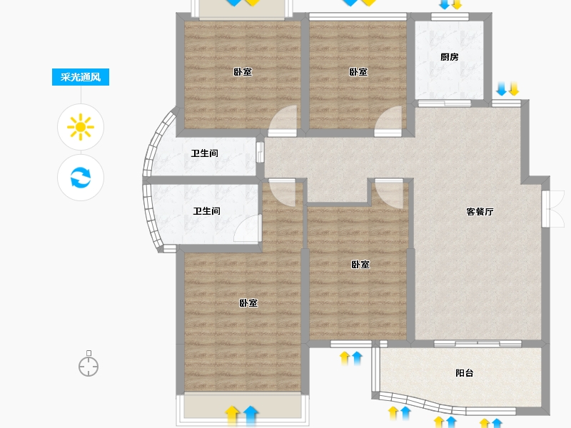 浙江省-金华市-商博花园-116.51-户型库-采光通风