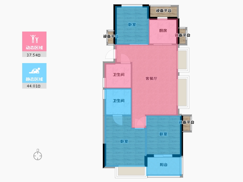 浙江省-宁波市-宝龙TOD奉甬新城-78.00-户型库-动静分区