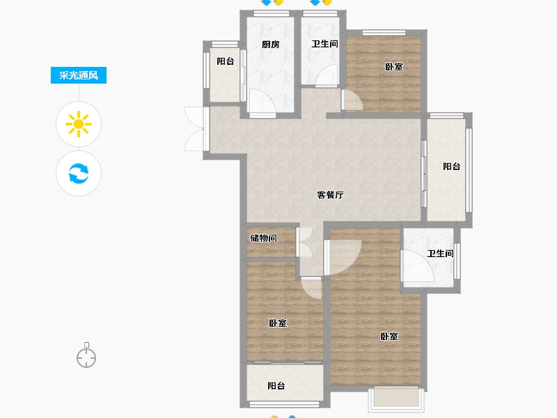 山东省-菏泽市-定陶维也纳国际城-116.00-户型库-采光通风