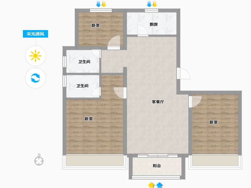 山东省-菏泽市-天华新天地-95.00-户型库-采光通风