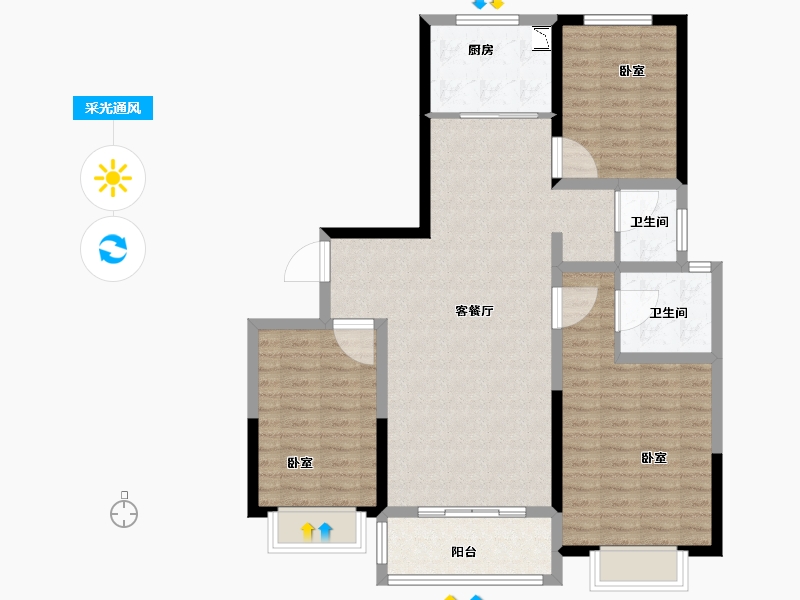 山东省-菏泽市-天安清华苑-100.01-户型库-采光通风