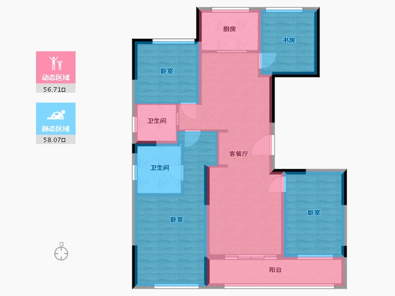 浙江省-舟山市-大发融悦新界公馆-102.25-户型库-动静分区