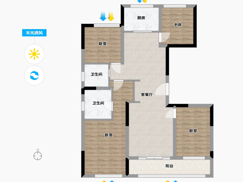 浙江省-舟山市-大发融悦新界公馆-102.25-户型库-采光通风