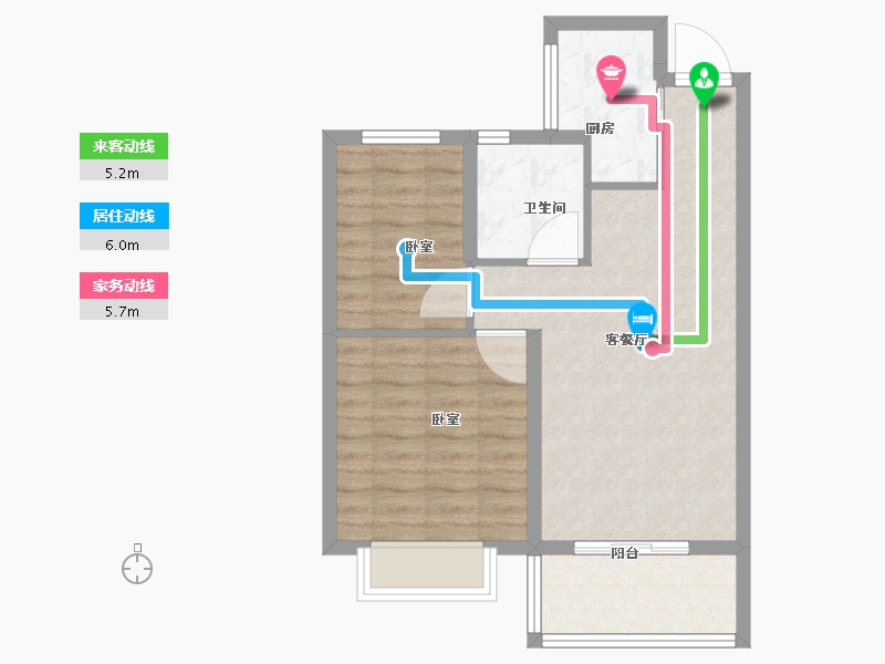 浙江省-绍兴市-水韵蓝湾-61.00-户型库-动静线