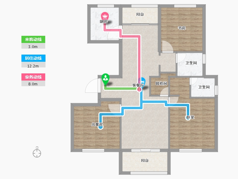 浙江省-绍兴市-宝业新桥风情-104.00-户型库-动静线