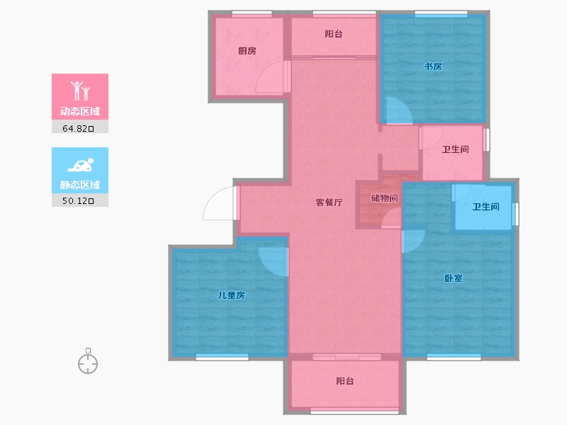 浙江省-绍兴市-宝业新桥风情-104.00-户型库-动静分区