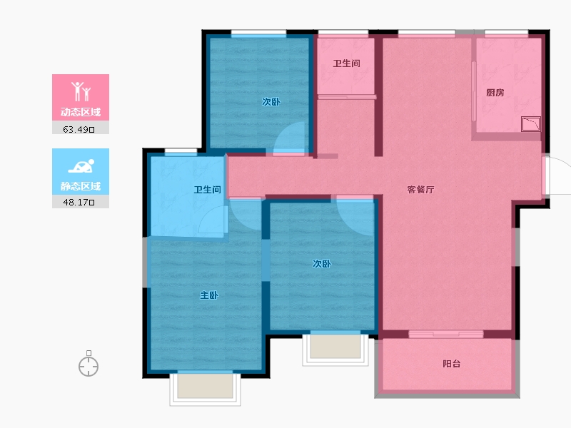 河南省-洛阳市-科弘国风龙樾-99.67-户型库-动静分区