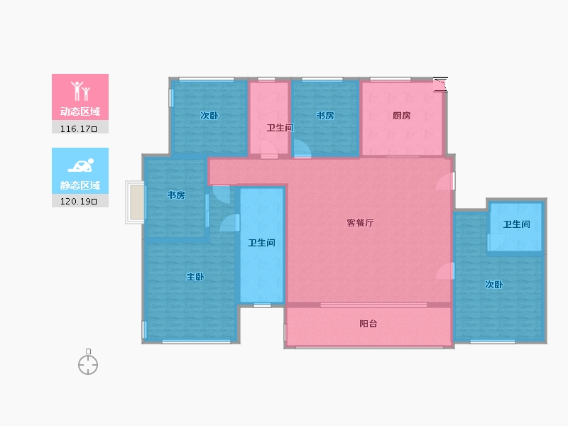 山东省-青岛市-海信君澜-216.01-户型库-动静分区